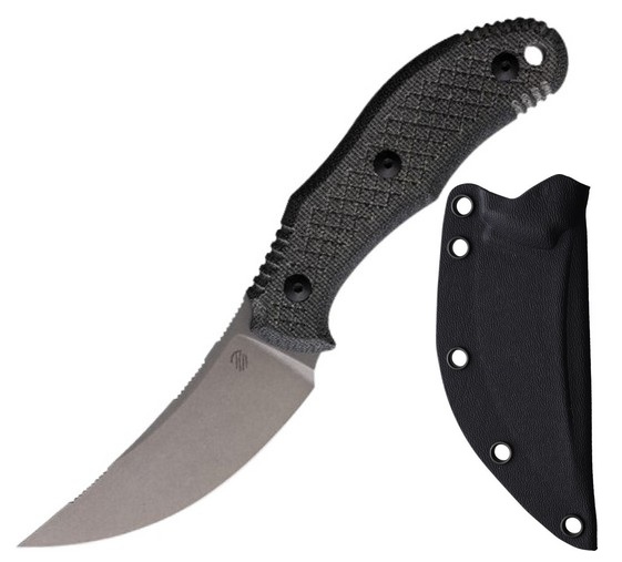 Bastinelli Creations Chopper Fixed Blade Knife, M390 SW, Micarta Black, Kydex Sheath, 233SW