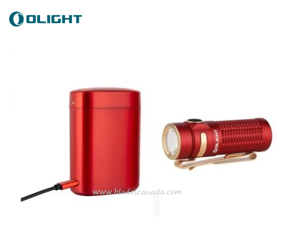 Olight Baton 3 Rechargeable Mini Flashlight, Red Premium Edition - 1200 Lumens - Click Image to Close