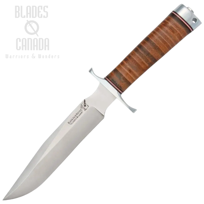 Blackjack Classic Model 7 Fixed Blade Knife, A2 Satin, Leather Handle, Leather Sheath, BCB7L