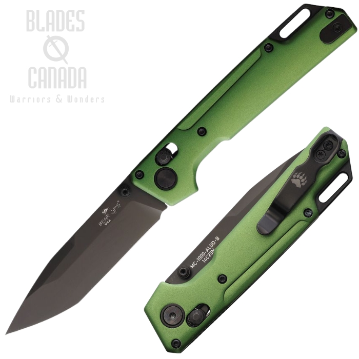 (image for) Bear & Son Nekama I Slide Lock Folding Knife, 14C28N Black, Aluminum Bomber Green, BCMC1000ALOD
