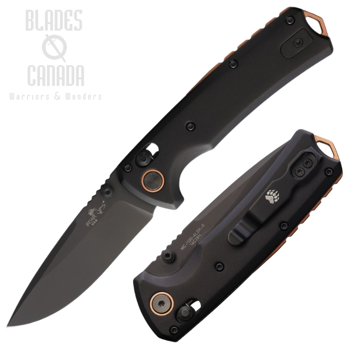 (image for) Bear & Son Nekama II Slide Lock Folding Knife, 14C28N Black, Aluminum Black, MC-1100-ALBK-B