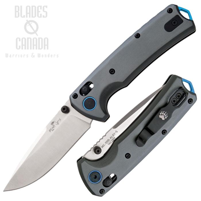 (image for) Bear & Son Nekama II Slide Lock Folding Knife, 14C28N Sandvik, Aluminum Grey, MC1100-ALGY-S