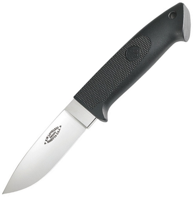 Beretta Loveless Fixed Blade Knife, Stainless Drop Point, Leather Sheath, BE79178 - Click Image to Close