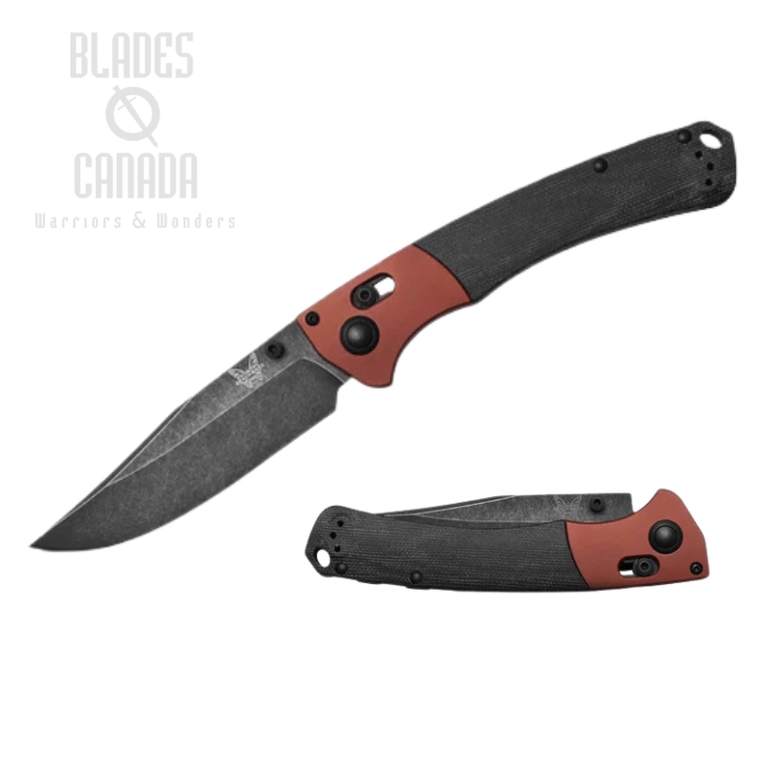 Benchmade Crooked River Axis Lock Folding Knife, DLC Battlewash MagnaCut, Burnt Copper Aluminum, Black Micarta, 15080BK-04