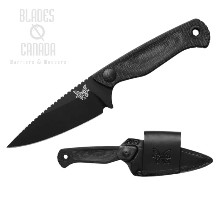Benchmade Dacian Fixed Blade Knife, Magnacut Cerakote, Micarta Black, Sheath Black, 203BK-02