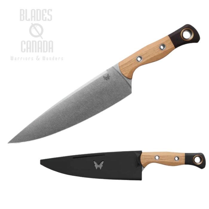 (image for) Benchmade Chef Knife, CPM-154 Satin 8", Richlite Maple/G10 Black, 4025-02