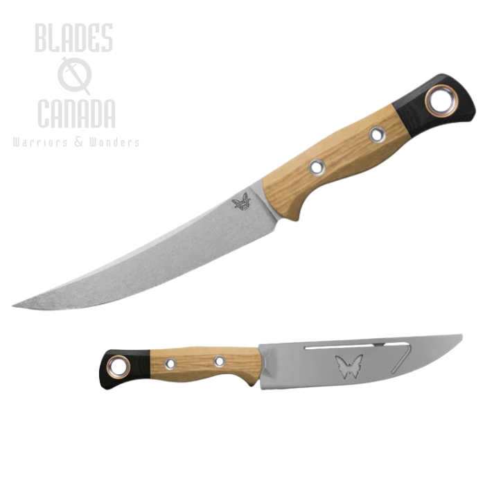 Benchmade Meatcrafter Fixed Blade Knife, CPM 154 Stainless, Richlite Maple Valley, Kydex Sheath, 4050-02