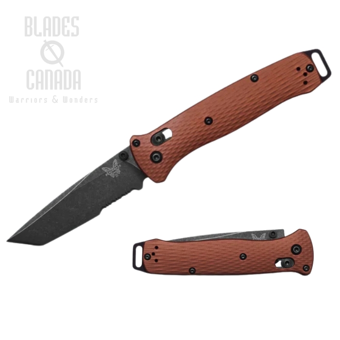 Benchmade Bailout Axis Lock Folding Knife, MagnaCut Cerakote Black Partially Serrated, Aluminum Burnt Copper, 537SBK-07