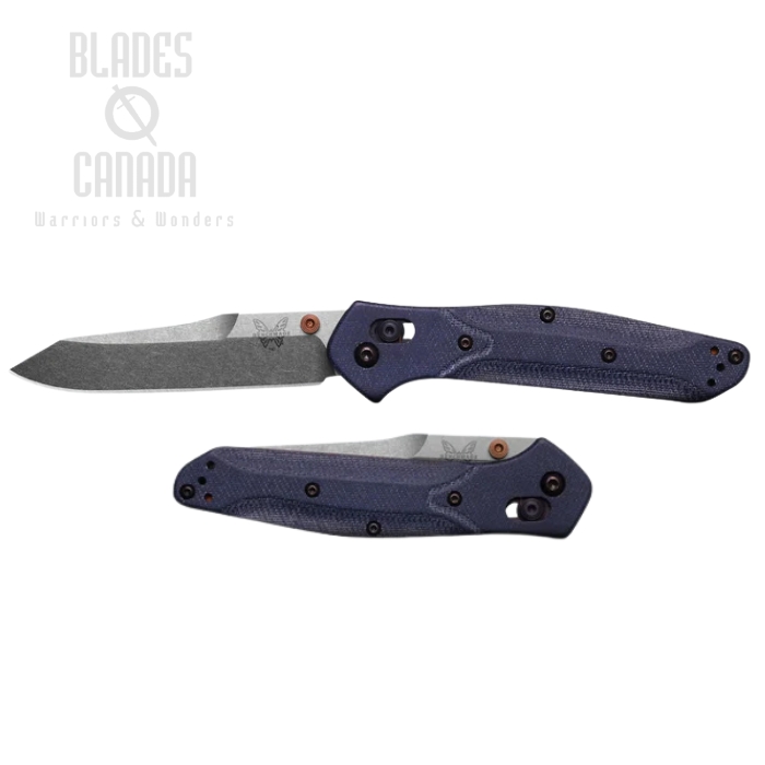 Benchmade Osborne Axis Lock Folding Knife, M390 Satin, Micarta Denim, 940-04