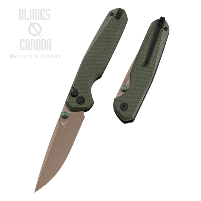 (image for) Bestchman Velix Flipper Button Lock Folding Knife, 14C28N Gold PVD, G10 OD Green, BMK07G