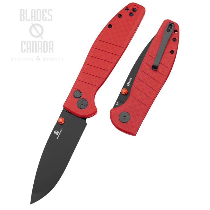 (image for) Bestechman Goodboy Button Lock Folding Knife, D2 Black, G10 Red, BMK04L