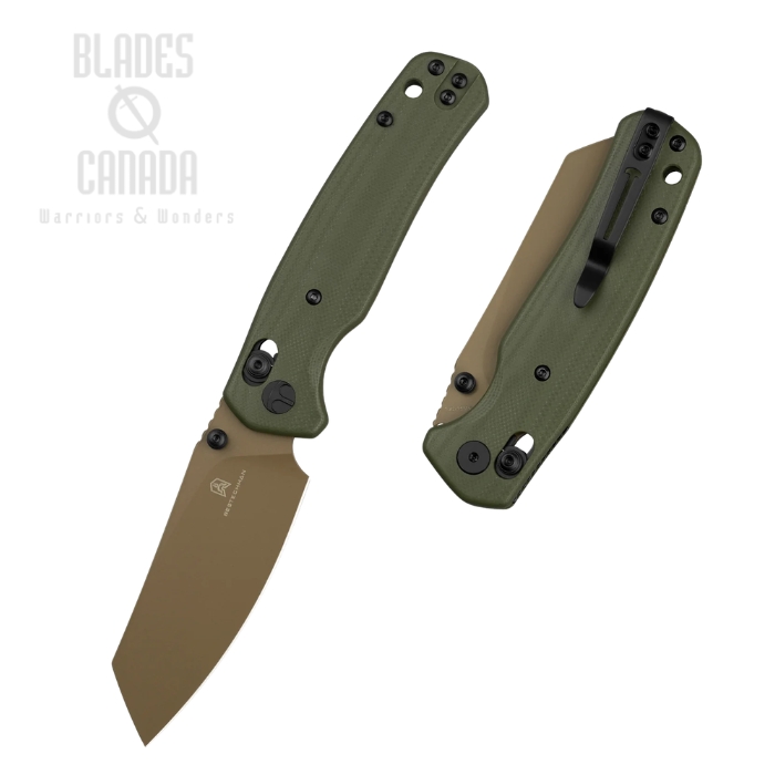 (image for) Bestechman Cicada's Wing B-Lock Folding Knife, 10Cr15MoV Gold, G10 OD Green, BMK06C