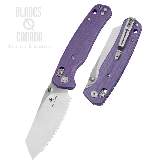 (image for) Bestechman Cicada's Wing B-Lock Folding Knife, 10Cr15MoV Satin, G10 OD Purple, BMK06M