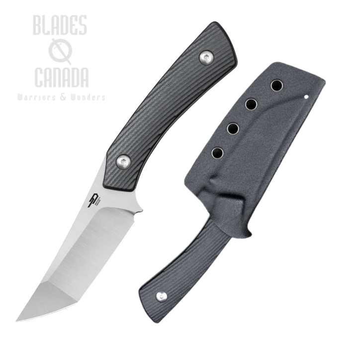 (image for) Bestech Step Fixed Blade Knife, D2 Satin, G10 Black, Kydex Sheath, BFK06A