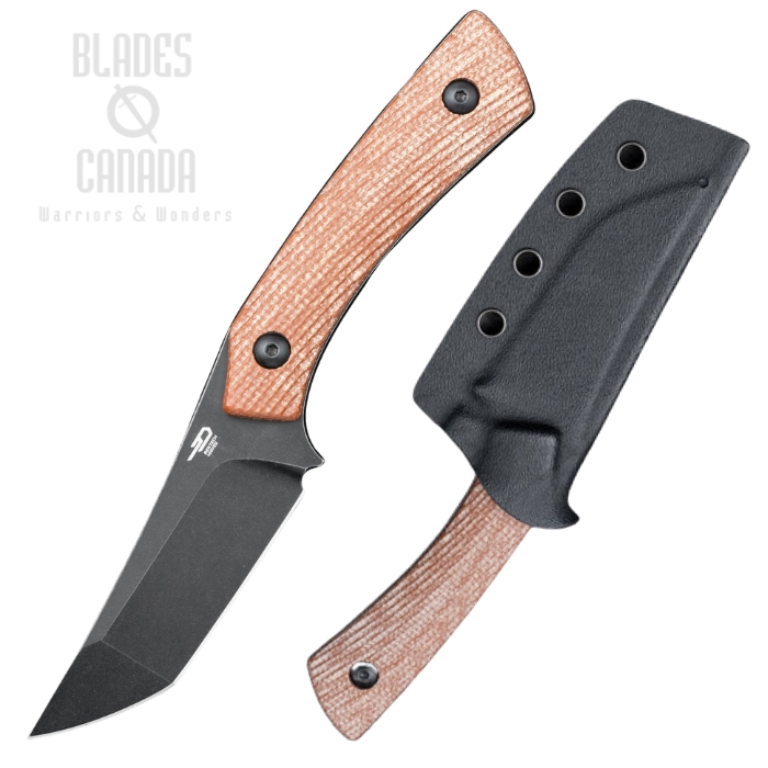 (image for) Bestech Step Fixed Blade Knife, D2 Black SW, Micarta Brown, Kydex Sheath, BFK06D
