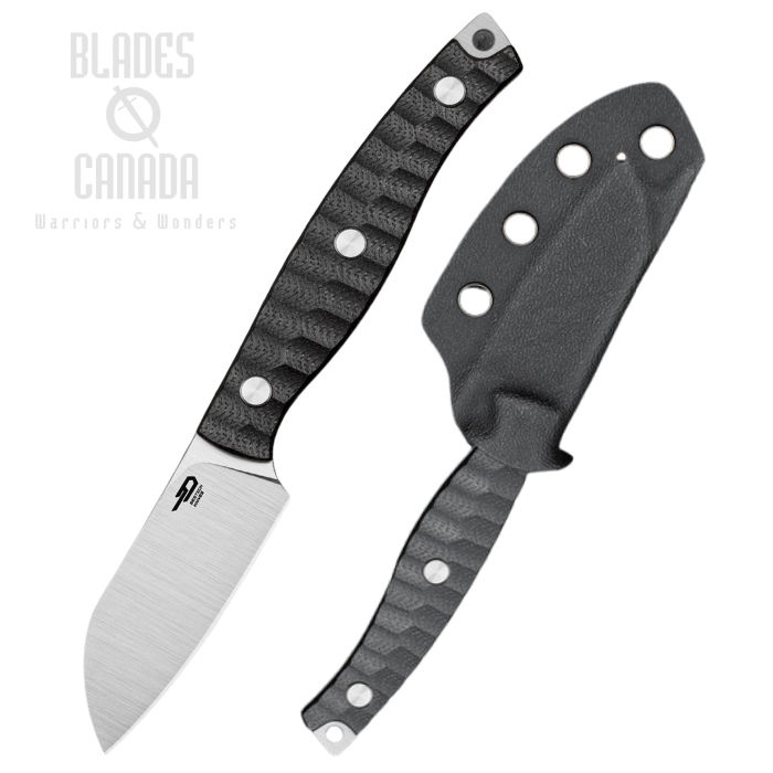 Bestech Heidiblacksmith Fixed Blade Knife, 14C28N Satin, G10 Black, Kydex Sheath, BFK07A