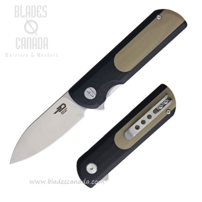 Bestech Pebble Flipper Folding Knife, VG10, G10 Tan/Black, BG07B