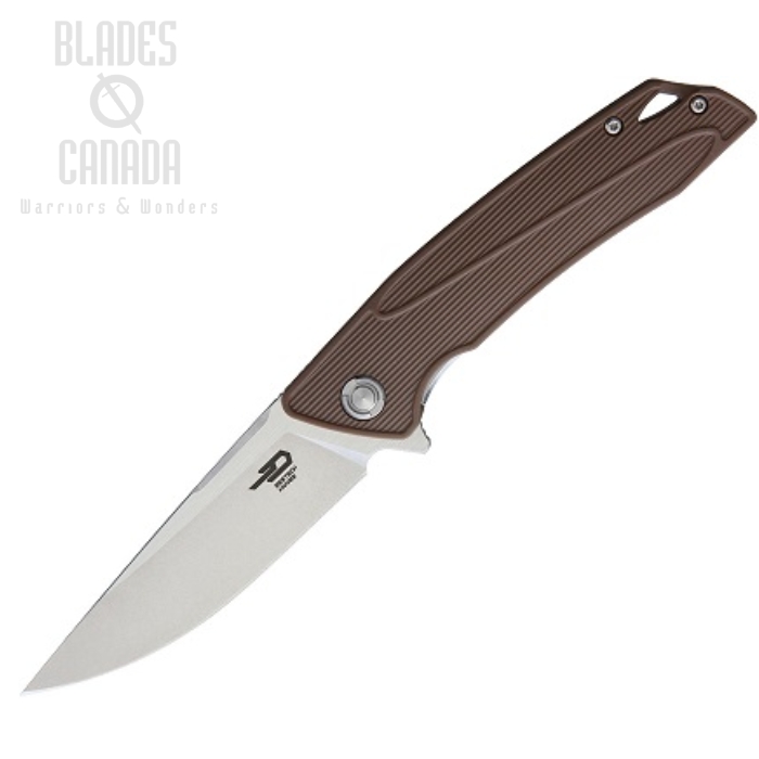 Bestech Spike Flipper Folding Knife, Sandvik Two-Tone, GRN Brown, BG09C-2
