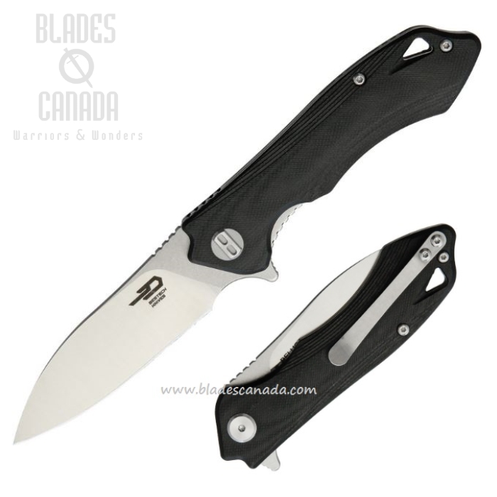 Bestech Beluga Flipper Folding Knife, 12C27 Two-Tone, G10 Black, BG11A-2