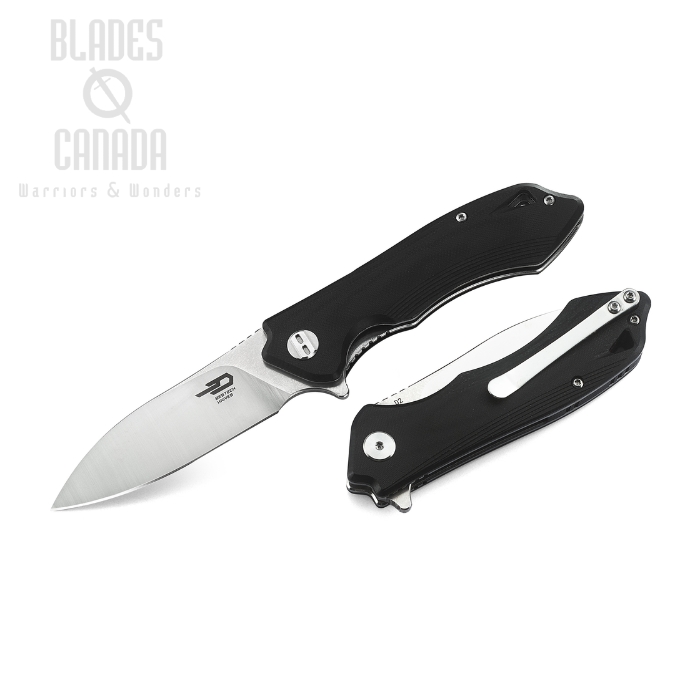 Bestech Beluga Flipper Folding Knife, D2 Two-Tone, G10 Black, BG11D-2