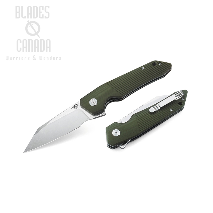 Bestech Barracuda Flipper Folding Knife, D2 Steel, G10 Green, BG15B-1