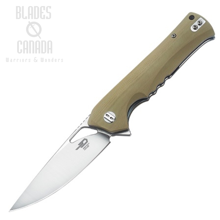 Bestech Muskie Flipper Folding Knife, D2 Drop Point, G10 Beige, BG20C-1