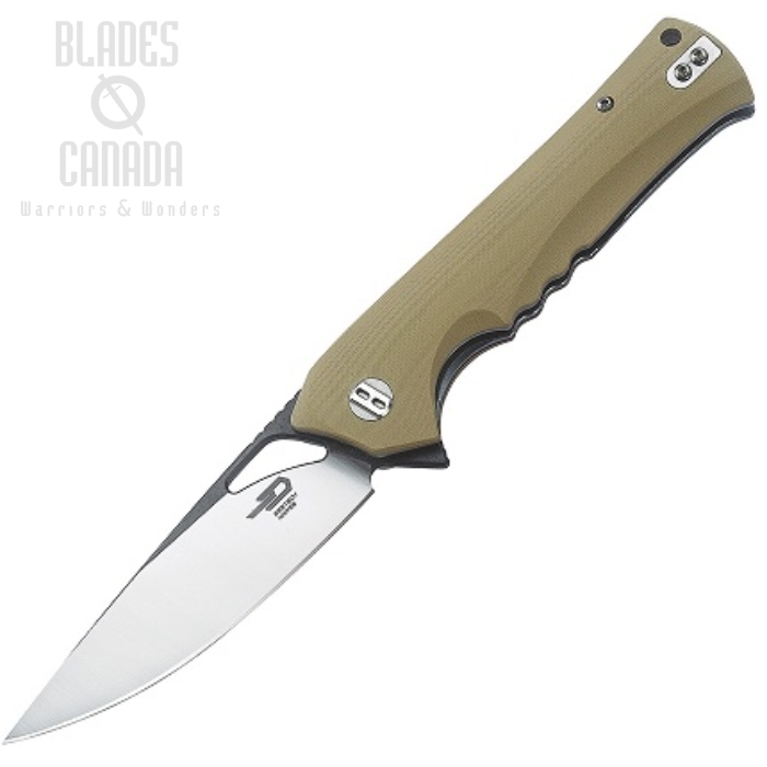 Bestech Muskie Flipper Folding Knife, D2 Two-Tone, G10 Beige, BG20C-2