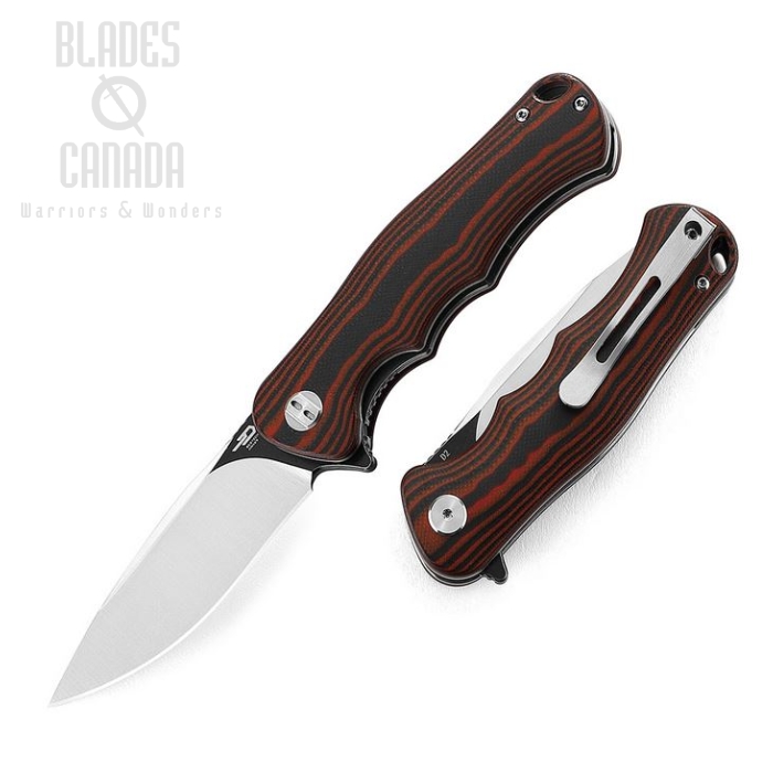 Bestech Bobcat Flipper Folding Knife, D2 Two-Tone, G10 Red/Black, BG22C-2