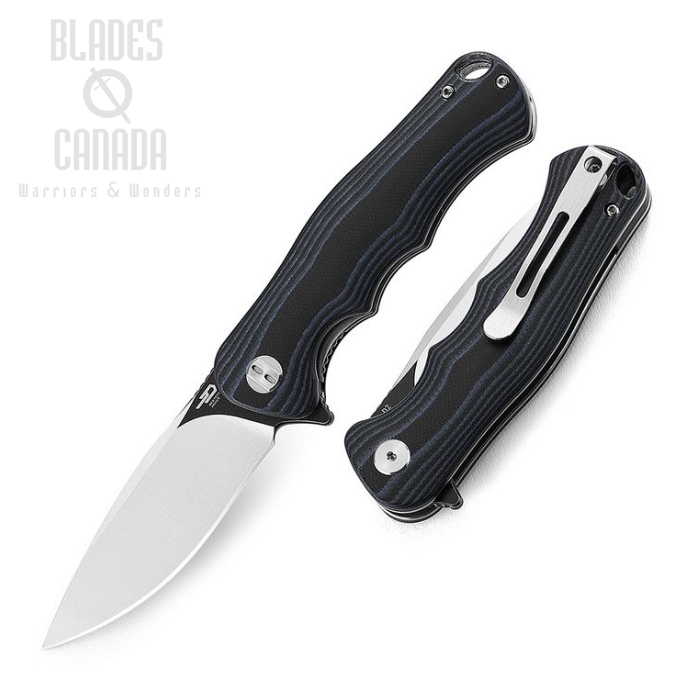 Bestech Bobcat Flipper Folding Knife, D2 Two- Tone, G10 Blue/Black, BG22D-2