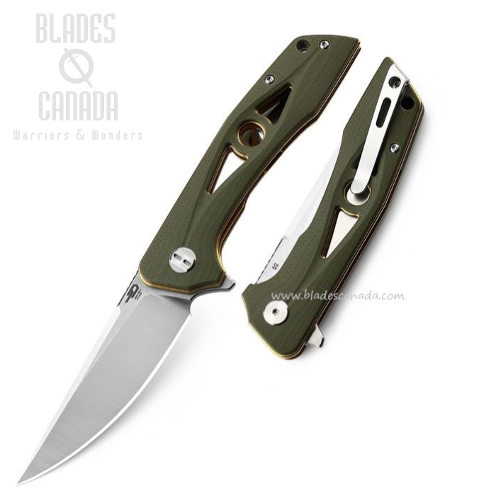 Bestech Eye Of Ra Flipper Folding Knife, D2 Two-Tone, G10 Green, BG23B