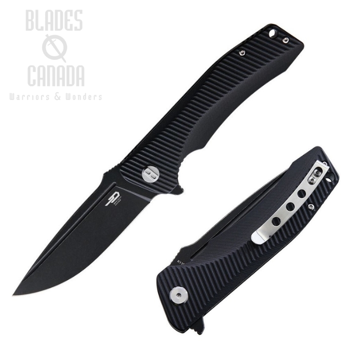 Bestech Mako Flipper Folding Knife, K110 Steel, G10 Black, BG27B