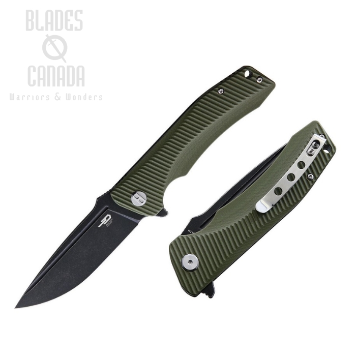 Bestech Mako Flipper Folding Knife, K110 Steel, G10 Green, BG27D
