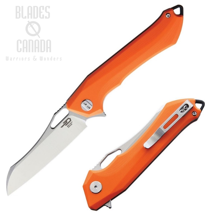 Bestech Platypus Flipper Folding Knife, D2 Two-Tone, G10 Orange, BG28B