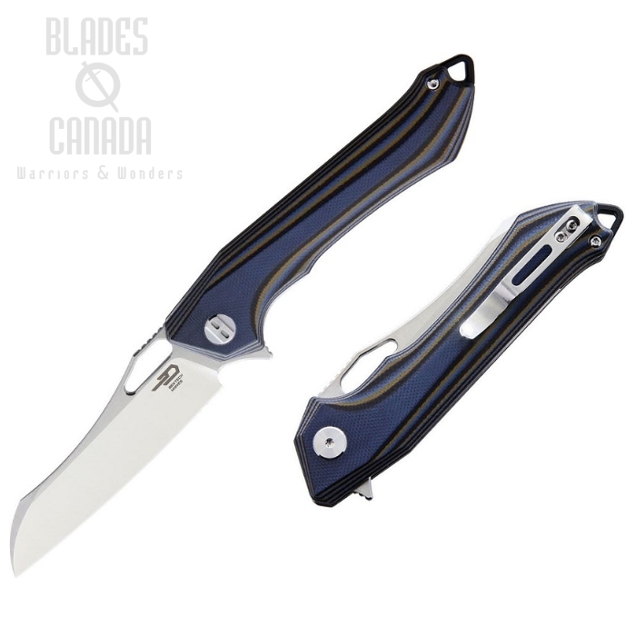 Bestech Platypus Flipper Folding Knife, D2 Two-Tone, G10 Blue Camo, BG28D
