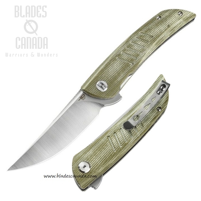 Bestech Swift Flipper Folding Knife, D2 Steel, Micarta Green, BG30A-1