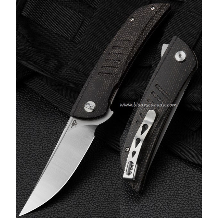 Bestech Swift Flipper Folding Knife, D2, Micarta Black, BG30B-1