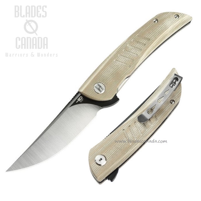 Bestech Swift Flipper Folding Knife, D2 Two-Tone, Micarta Black, BG30C-2