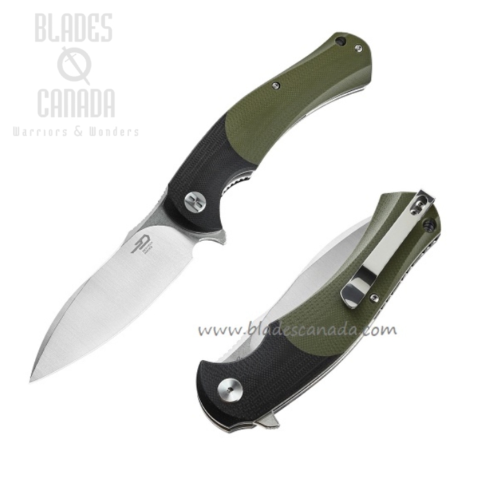 Bestech Penguin Flipper Folding Knife, D2, G10 Green, BG32A