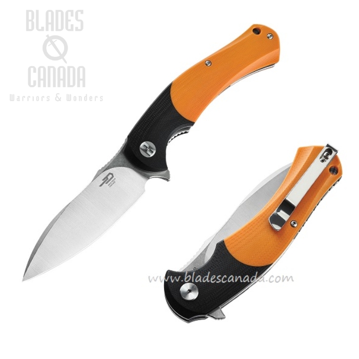 Bestech Penguin Flipper Folding Knife, D2, G10 Orange, BG32C