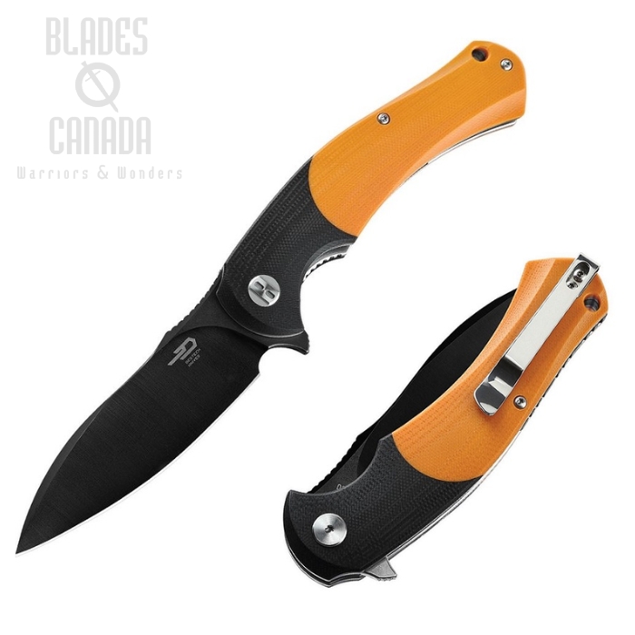 Bestech Penguin Flipper Folding Knife, D2 Steel, G10 Black/Orange, BG32D