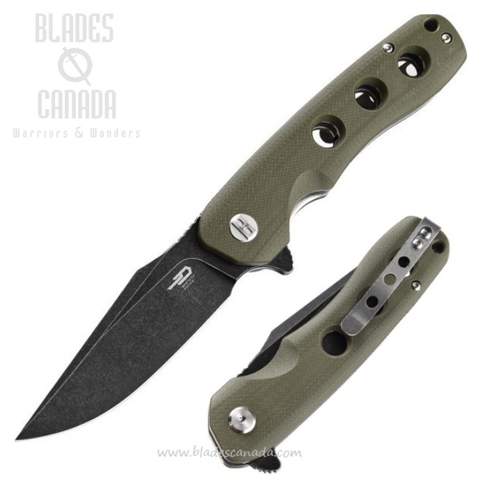Bestech Arctic Flipper Folding Knife, D2 Stonewash, G10 Green, BG33B-2