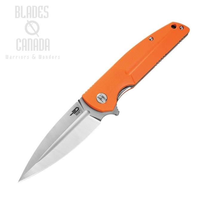 Bestech Fin Flipper Folding Knife, 14C28N Sandvik, G10 Orange, BG34B-1