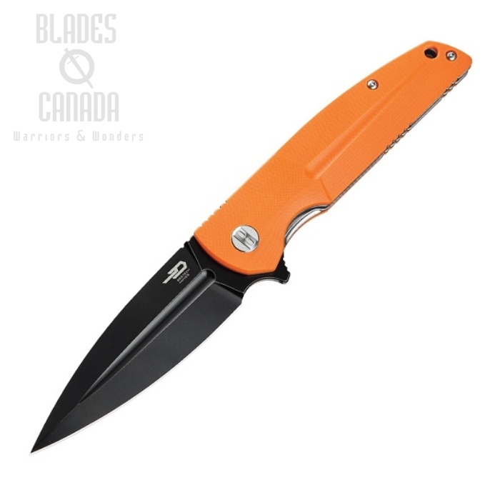 Bestech Fin Flipper Folding Knife, 14C28N Sandvik, G10 Orange, BG34B-3