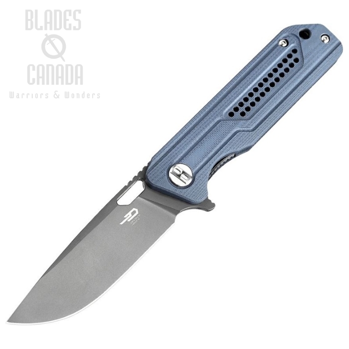 Bestech Circut Flipper Folding Knife, K110 Steel, G10 Blue/Gray, BG35B-2