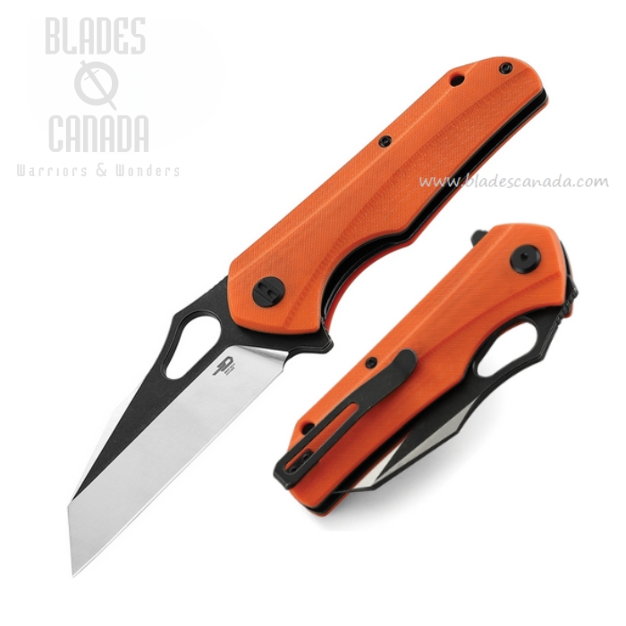 Bestech Operator Flipper Folding Knife, D2 Black/Satin, G10 Orange, BG36D
