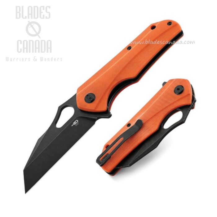 Bestech Operator Flipper Folding Knife, D2 Black, G10 Orange, BG36E