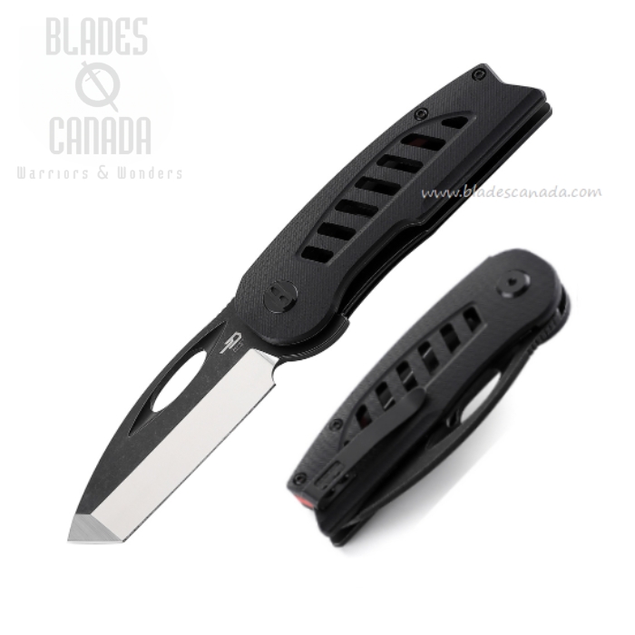 Bestech Explorer Flipper Folding Knife, D2 Black SW/Satin, Black G10, BG37A