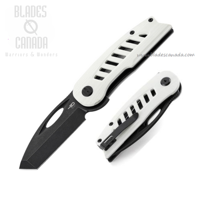 Bestech Explorer Flipper Folding Knife, D2 Black SW, G10 White, BG37E