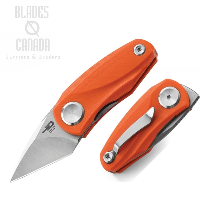 Bestech Tulip Flipper Folding Knife, 14C28N Sandvik SW/Satin, G10 Orange, BG38C