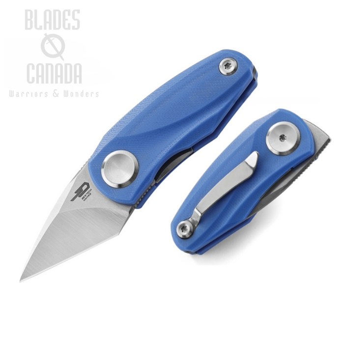 Bestech Tulip Flipper Folding Knife, 14C28N Sandvik SW/Satin, G10 Blue, BG38D